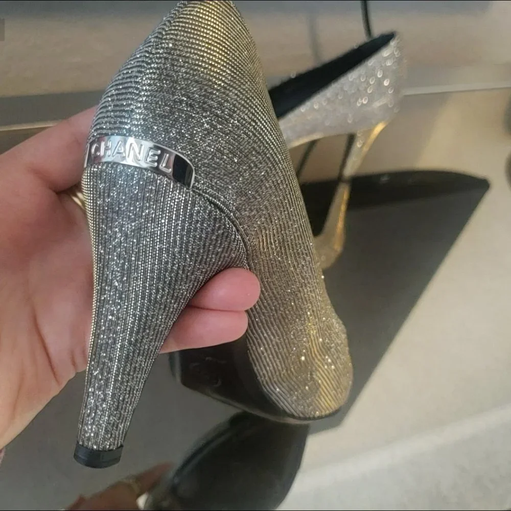 Chanel Sparkle Heels 38.5 GORGEOUS!!! RARE πππ - Picture 6 of 17
